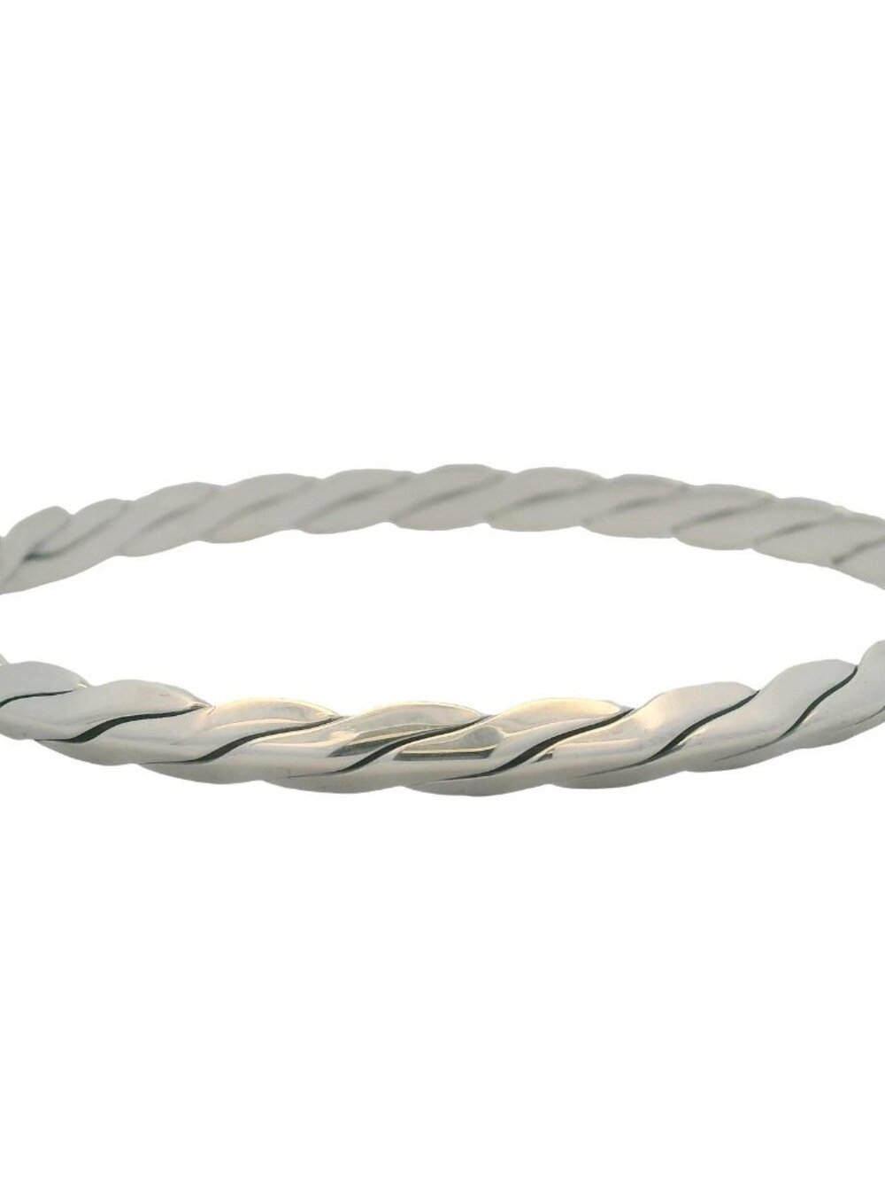 Vintage Tiffany & Co 925 Sterling Silver Twist Knife Edge 7.75" Bangle Bracelet